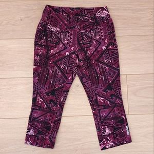 Reebok Purple Patterned Capri Leggings